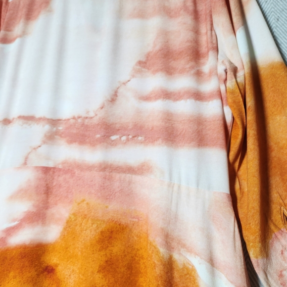 Anthropologie Dolan 14 Long Sleeve Maxi Dress Orange Pink Tie Die Button Down - Picture 13 of 13